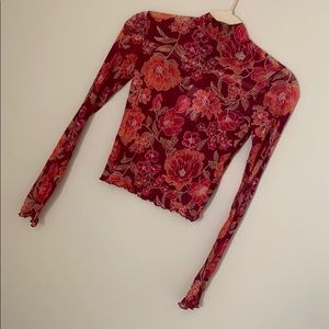 Forever 21 Mesh Floral Turtleneck
